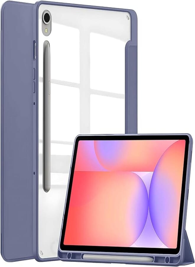 ProElite Cover for Samsung Galaxy Tab S9 FE 10.9 inch Case Cover, Smart Flip Case Cover for Samsung Galaxy Tab S9 FE 10.9 inch with S Pen Holder, Lavender [Transparent Back]